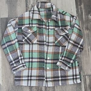 Plaid Button-Up Shirt Jacket Medium